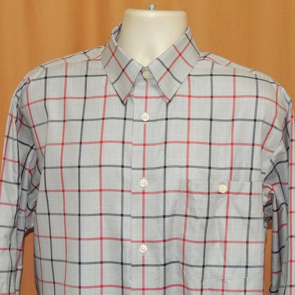 ** SOLD **     Orvis Fine Cotton Exploded Plaids Long Sleeves Men's Shirt Sz L